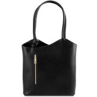 Tuscany Leather Patty Saffiano Leather Convertible Bag Black