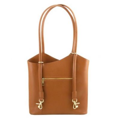 Tuscany Leather Patty Saffiano Leather Convertible Bag Cognac #3