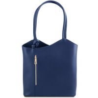 Tuscany Leather Patty Saffiano Leather Convertible Bag Dark Blue