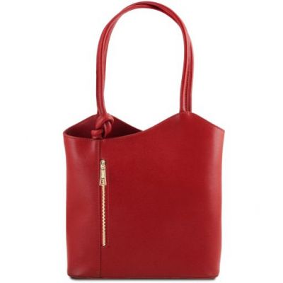 Tuscany Leather Patty Saffiano Leather Convertible Bag Red #1