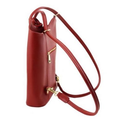 Tuscany Leather Patty Saffiano Leather Convertible Bag Red #4