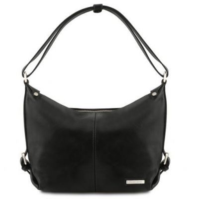 Tuscany Leather Sabrina Leather Hobo Bag Black