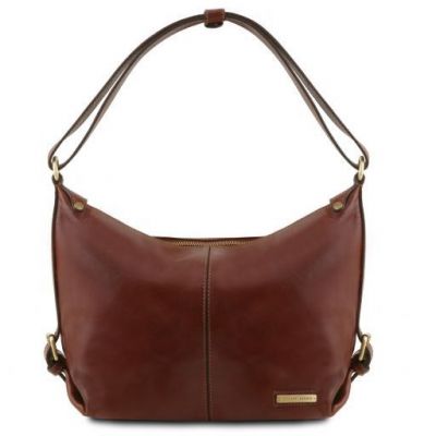 Tuscany Leather Sabrina Leather Hobo Bag Brown