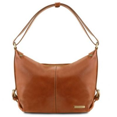 Tuscany Leather Sabrina Leather Hobo Bag Honey