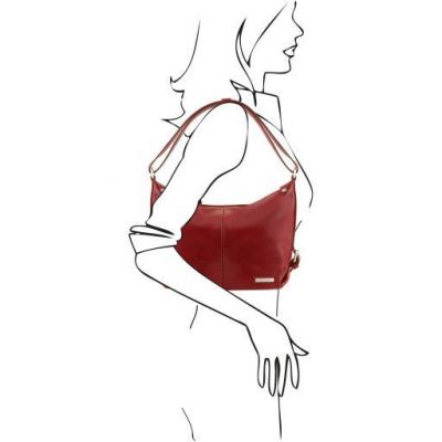 Tuscany Leather Sabrina Leather Hobo Bag Red #2