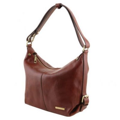 Tuscany Leather Sabrina Leather Hobo Bag Red #3