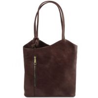 Tuscany Leather Patty Leather Convertible Bag Dark Brown