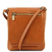 Tuscany Leather Sasha Unisex Soft Leather Shoulder Bag Cognac