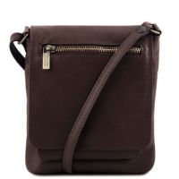 Tuscany Leather Sasha Unisex Soft Leather Shoulder Bag Dark Brown