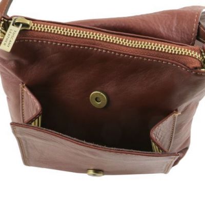 Tuscany Leather Sasha Unisex Soft Leather Shoulder Bag Dark Brown #5