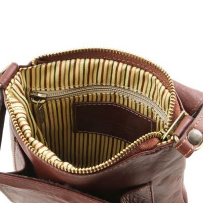 Tuscany Leather Sasha Unisex Soft Leather Shoulder Bag Dark Brown #6