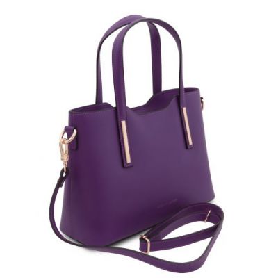 Tuscany Leather Tote Handbag - Small Size Purple #2
