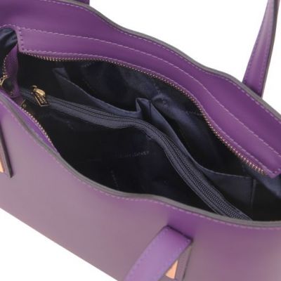 Tuscany Leather Tote Handbag - Small Size Purple #4