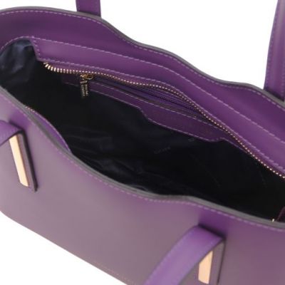 Tuscany Leather Tote Handbag - Small Size Purple #5