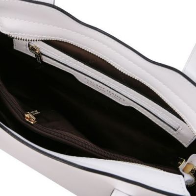 Tuscany Leather Tote Handbag - Small Size White #4