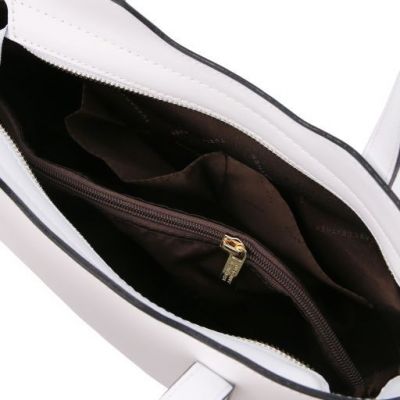 Tuscany Leather Tote Handbag - Small Size White #5