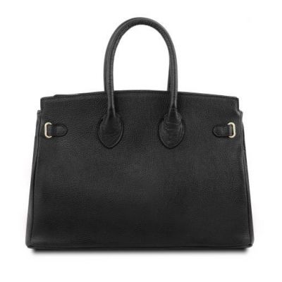 Tuscany Leather Handbag With Golden Hardware Black #3