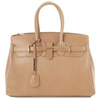 Tuscany Leather Handbag With Golden Hardware Champagne