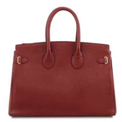 Tuscany Leather Handbag With Golden Hardware Red #3