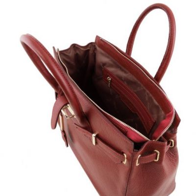 Tuscany Leather Handbag With Golden Hardware Red #5