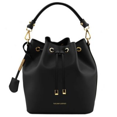 Tuscany Leather Vittoria Leather Bucket Bag Black #1