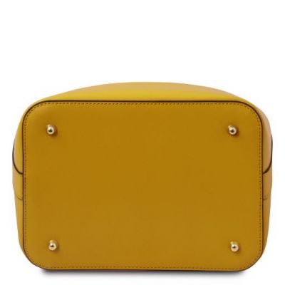 Tuscany Leather Vittoria Leather Bucket Bag Yellow #2