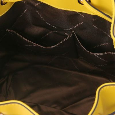 Tuscany Leather Vittoria Leather Bucket Bag Yellow #4