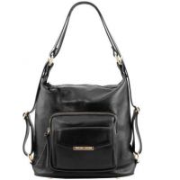 Tuscany Leather TL Bag Leather Convertible Bag Black