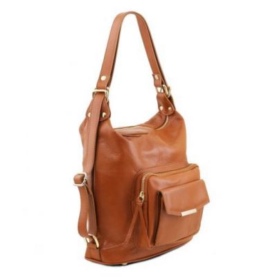 Tuscany Leather TL Bag Leather Convertible Bag Cognac #4