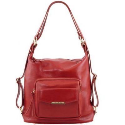 Tuscany Leather TL Bag Leather Convertible Bag Red