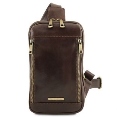 Tuscany Leather Martin Leather Crossover Bag Dark Brown