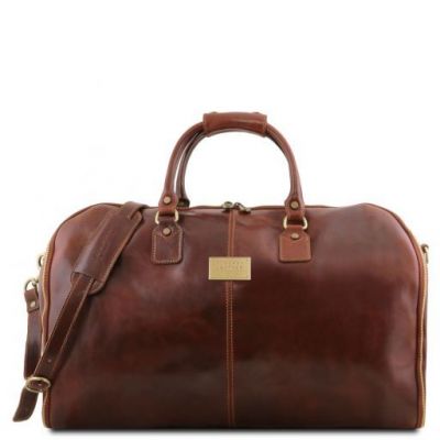 Tuscany Leather Antigua Travel Leather Duffle Garment Bag Brown