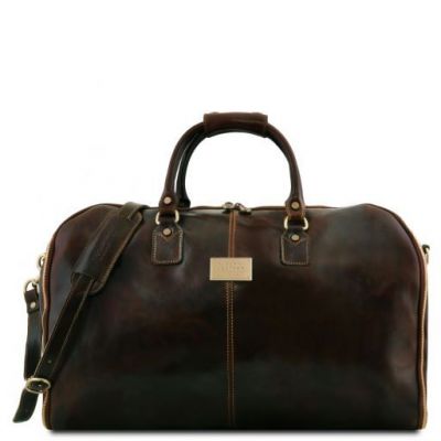 Tuscany Leather Antigua Travel Leather Duffle Garment Bag Dark Brown