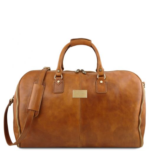 Bagswithclass: Tuscany Leather Antigua Travel Leather Duffle Garment Bag  Natural, Holdalls & Duffle Bags, BWC-TL141538-Natural
