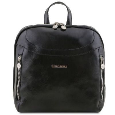 Tuscany Leather Manila Leather Backpack Black