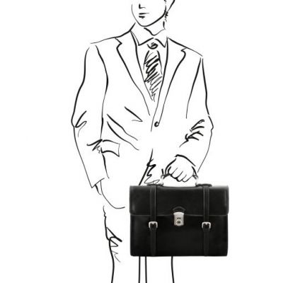 Tuscany Leather Viareggio Exclusive Leather Laptop Case With 3 Compartments Black #10