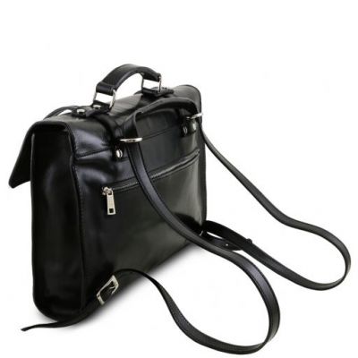 Tuscany Leather Viareggio Exclusive Leather Laptop Case With 3 Compartments Black #3