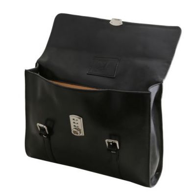 Tuscany Leather Viareggio Exclusive Leather Laptop Case With 3 Compartments Black #5