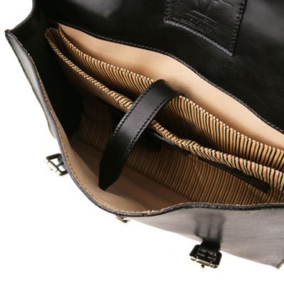 Tuscany Leather Viareggio Exclusive Leather Laptop Case With 3 Compartments Black #8