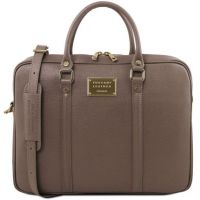 Tuscany Leather Prato Exclusive Saffiano Leather Laptop Case Dark Taupe