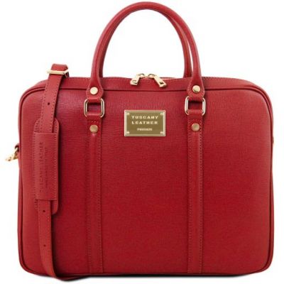 Tuscany Leather Prato Exclusive Saffiano Leather Laptop Case Red #1