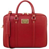 Tuscany Leather Prato Exclusive Saffiano Leather Laptop Case Red