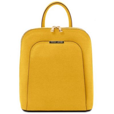 Tuscany Leather TL Bag Saffiano Leather Backpack For Women Yellow