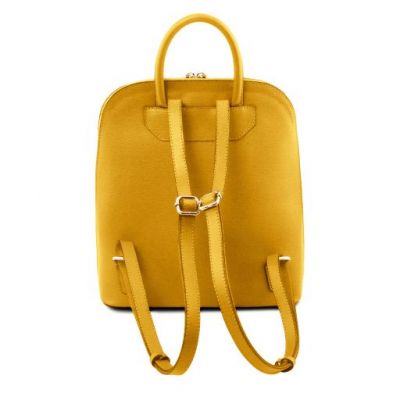 Tuscany Leather TL Bag Saffiano Leather Backpack For Women Yellow #3