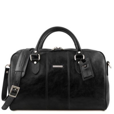 Tuscany Leather Lisbona Travel Leather Duffle Bag Small Size Black #1