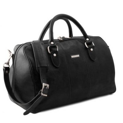 Tuscany Leather Lisbona Travel Leather Duffle Bag Small Size Black #2