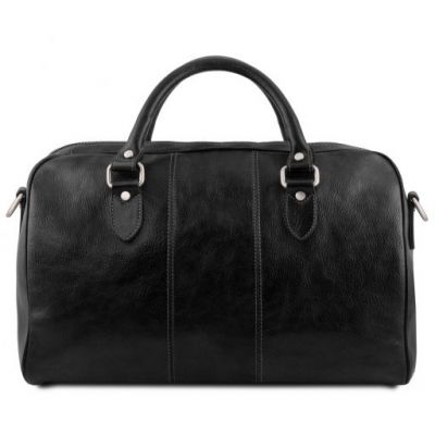 Tuscany Leather Lisbona Travel Leather Duffle Bag Small Size Black #3