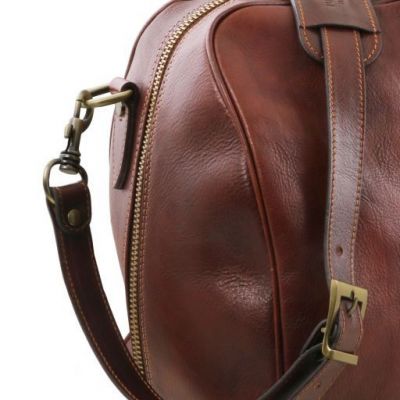Tuscany Leather Lisbona Travel Leather Duffle Bag Small Size Black #6