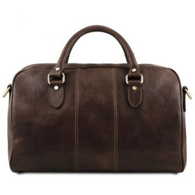 Tuscany Leather Lisbona Travel Leather Duffle Bag Small Size Dark Brown #3