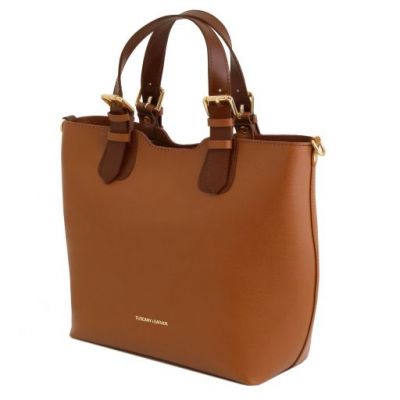 Tuscany Leather TL Bag Saffiano Leather Tote Cognac #2